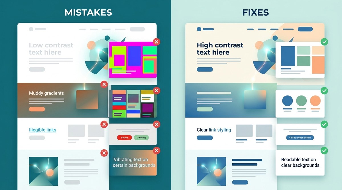Design With Incorrect Color Combination 7 Color Theory Mistakes That Ruin Your Web Design (and How to Fix Them ...